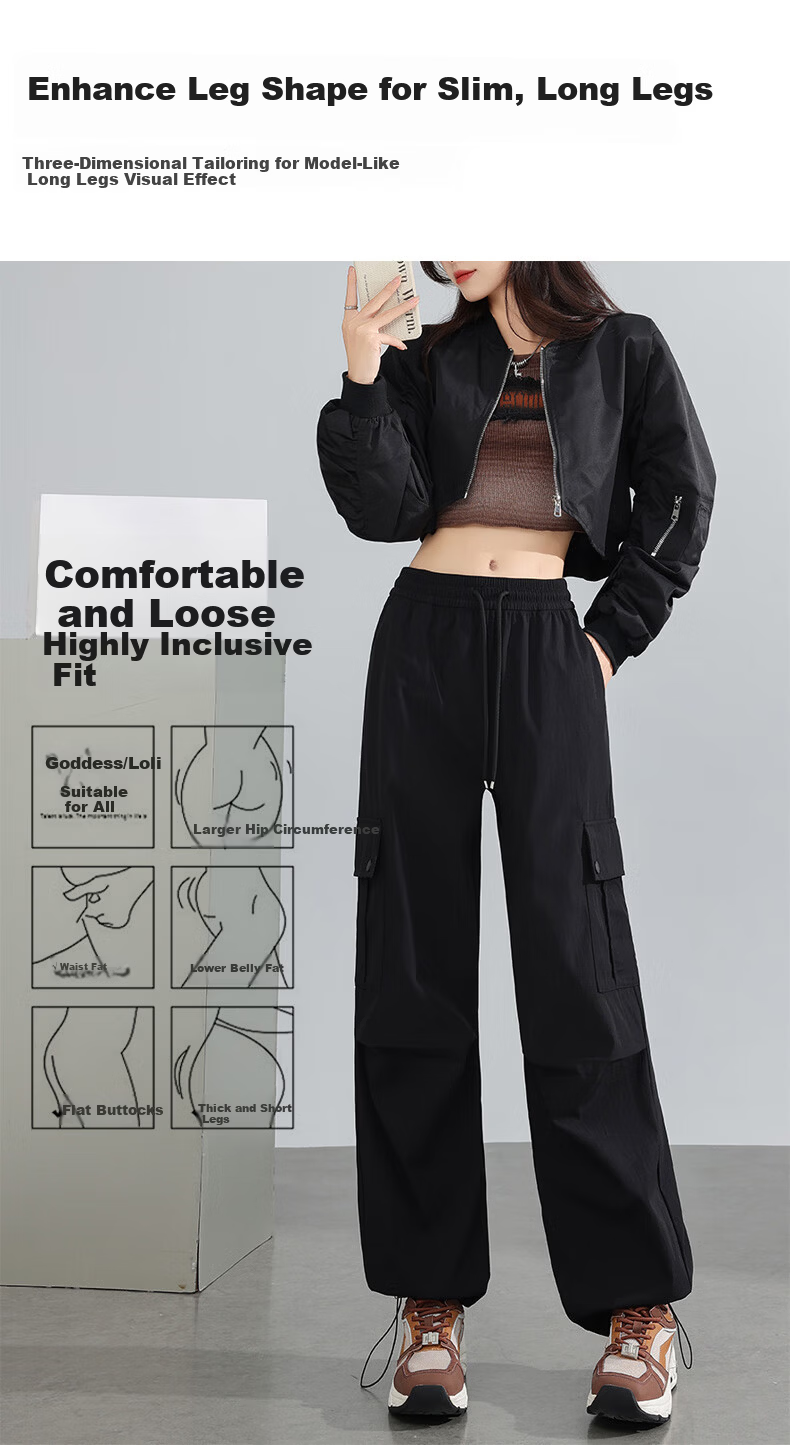 FitonTon Women's American Workwear Pants 2025 Autumn Winter New Sports Casual Wide-Leg Convertible Hiking Pants L 6