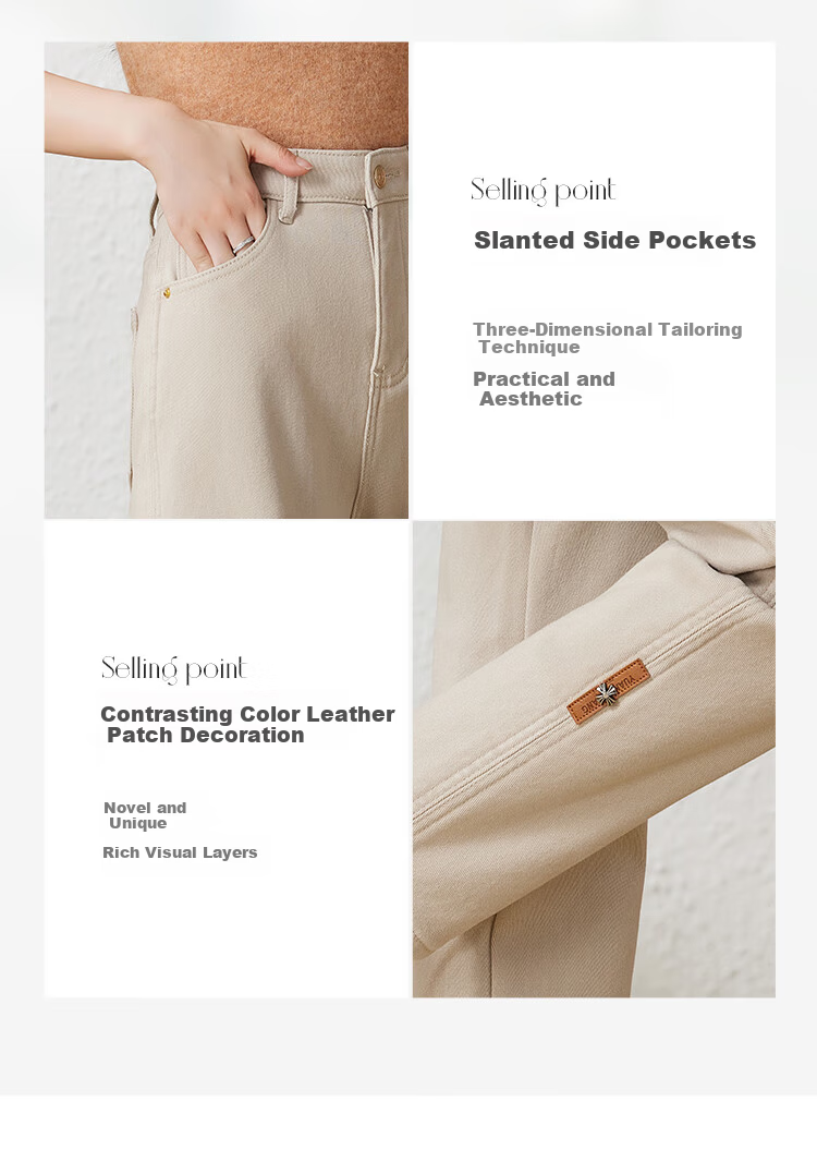 She Enjoy Women's High-Waist Draped Straight-Leg Jeans Fashion Slimming Cropped Pants T141N1101 5