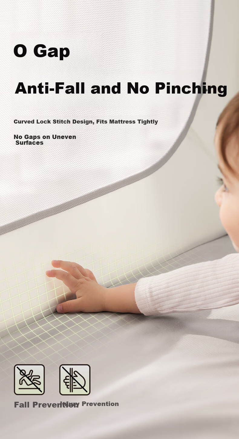 Babycare Bed Rail Baby Crib Guardrail Anti-Fall Protective Fence Children's Barrier 1.8m Dot White 6