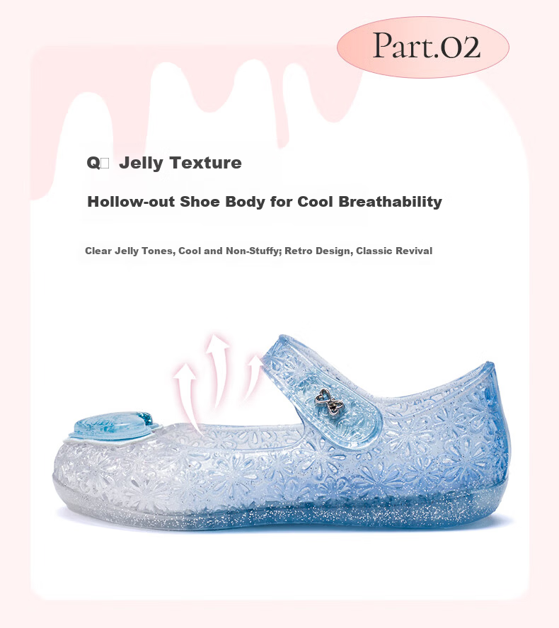 Follow Me Girls' Sandals Children's Jelly Shoes Princess Style Shoes Soft-Soled Non-Slip Casual Shoes Light Blue Size 30 5