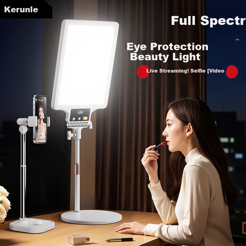 Kerunle Full Spectrum LED Panel Fill Light Photography Soft Light Professional Food Beauty Video Desktop Live Streaming Light