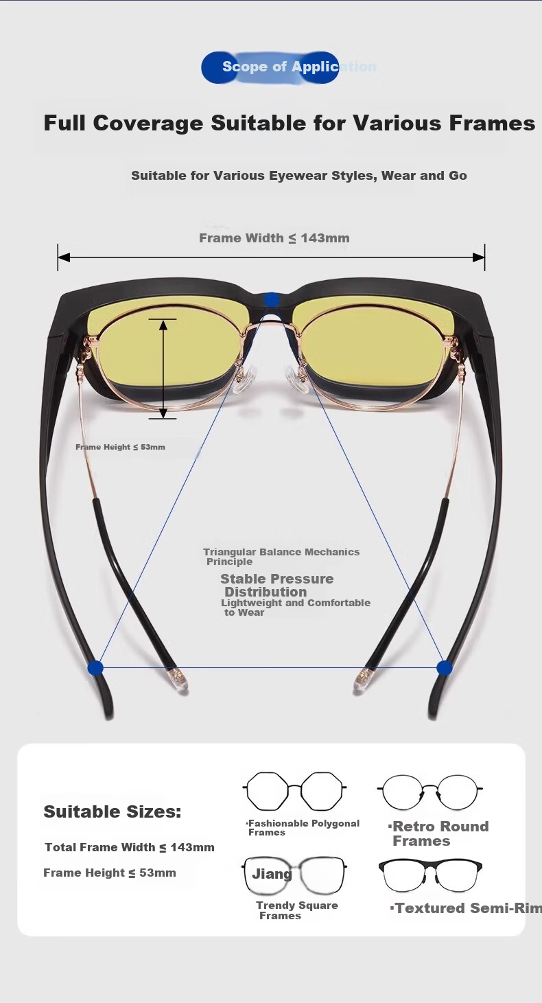 AMORAYS Day and Night Driving Anti-Glare Night Vision Glasses Men’s Nighttime Driving Prescription Clip-On Sunglasses 6