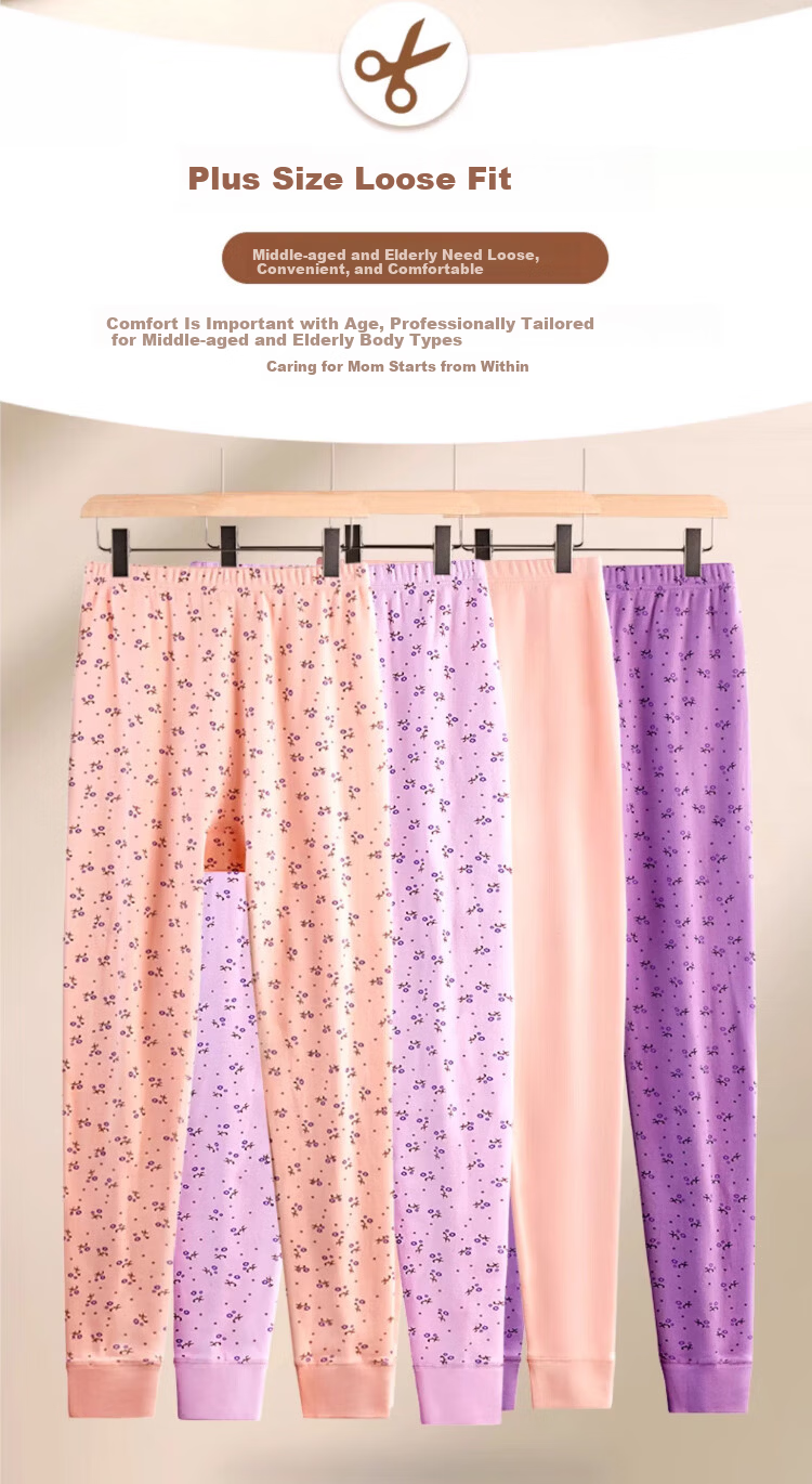 Caiyue Women's Thermal Cotton Long Johns 100% Pure Cotton Plus Size Loose Fit Antibacterial Warm Pants for Middle-aged and Elderly Mothers 10A 3