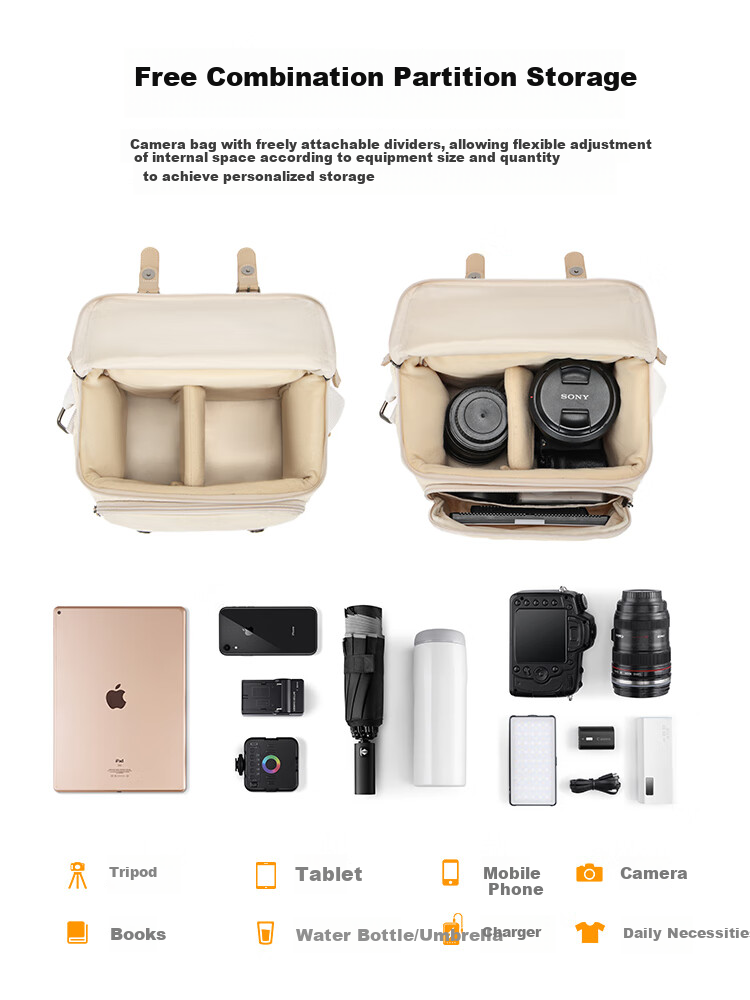 CWATCUN Kaden Japanese Retro Single Shoulder Camera Bag for Photography and Videography, Unisex, Compatible with Fujifilm, Canon, Nikon, Sony, One Camera One Lens Backpack 1