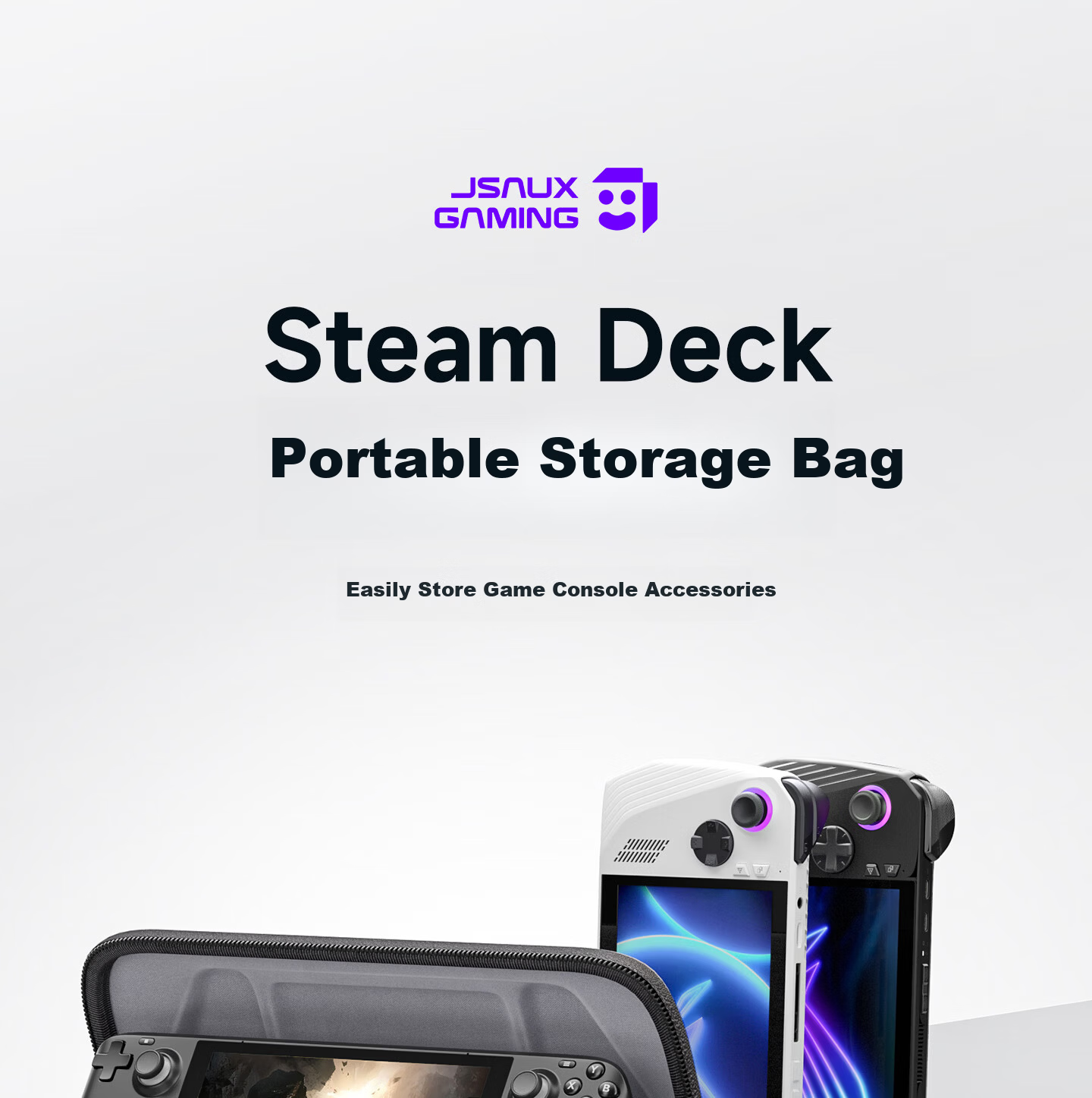 JSAUX Steam Deck OLED Carrying Case ROG Handheld Console Storage Bag Ally Box Accessories Stand Protective Cover Portable Large Capacity Multifunctional 2