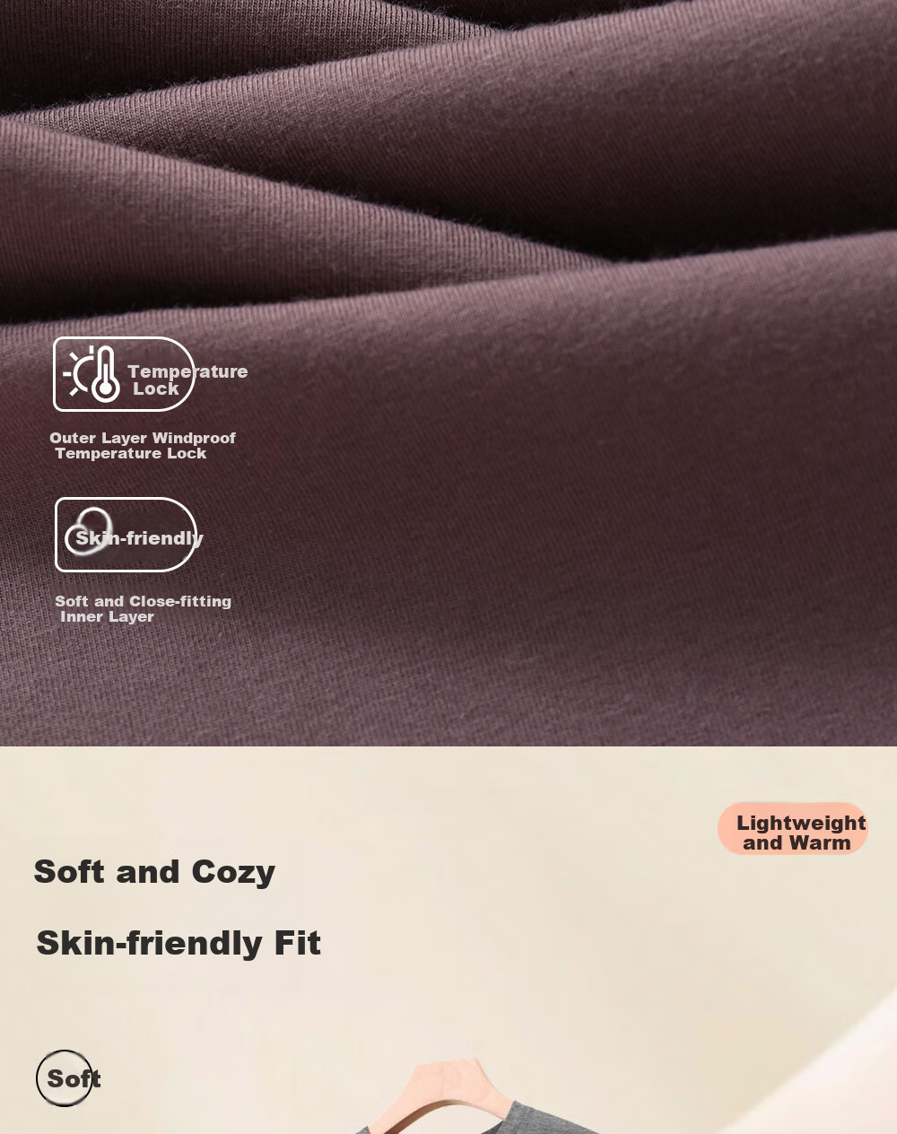 GUJIN 95% Cotton Seamless Thermal Underwear Set for Men, Thickened Heat Retaining Autumn Winter Long Johns and Top, Cold Protection Warm Clothing 7