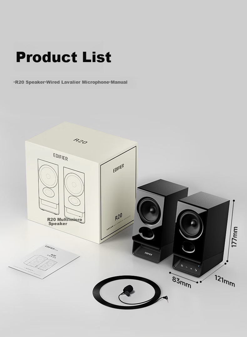 EDIFIER New R20 Desktop 2.0 Computer Speakers Wireless Bluetooth 6.0 RGB Ambient Lighting Black 17