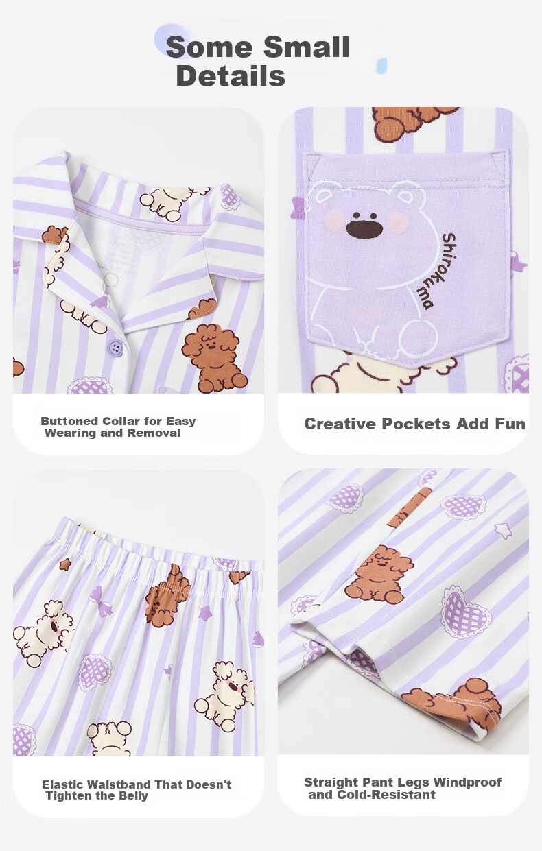 Jiusuiban miiiiichan Co-branded Children's Pajamas Girls Spring Autumn Cloud Cotton Cartoon Class A Older Kids Homewear Set 3