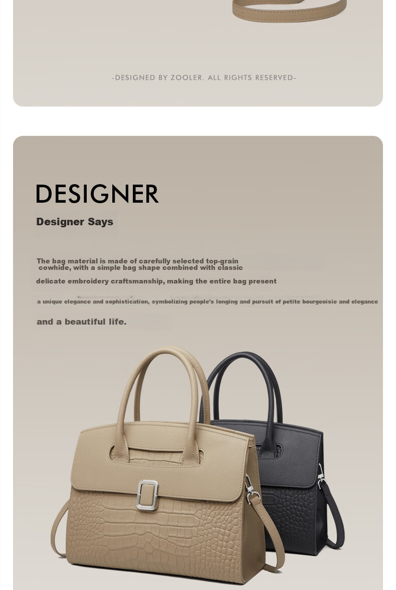 Zhur Women's Handbag 2026 New Cowhide Tote Fashion Large Capacity Ladies Bag Birthday Mother's Day Gift 1