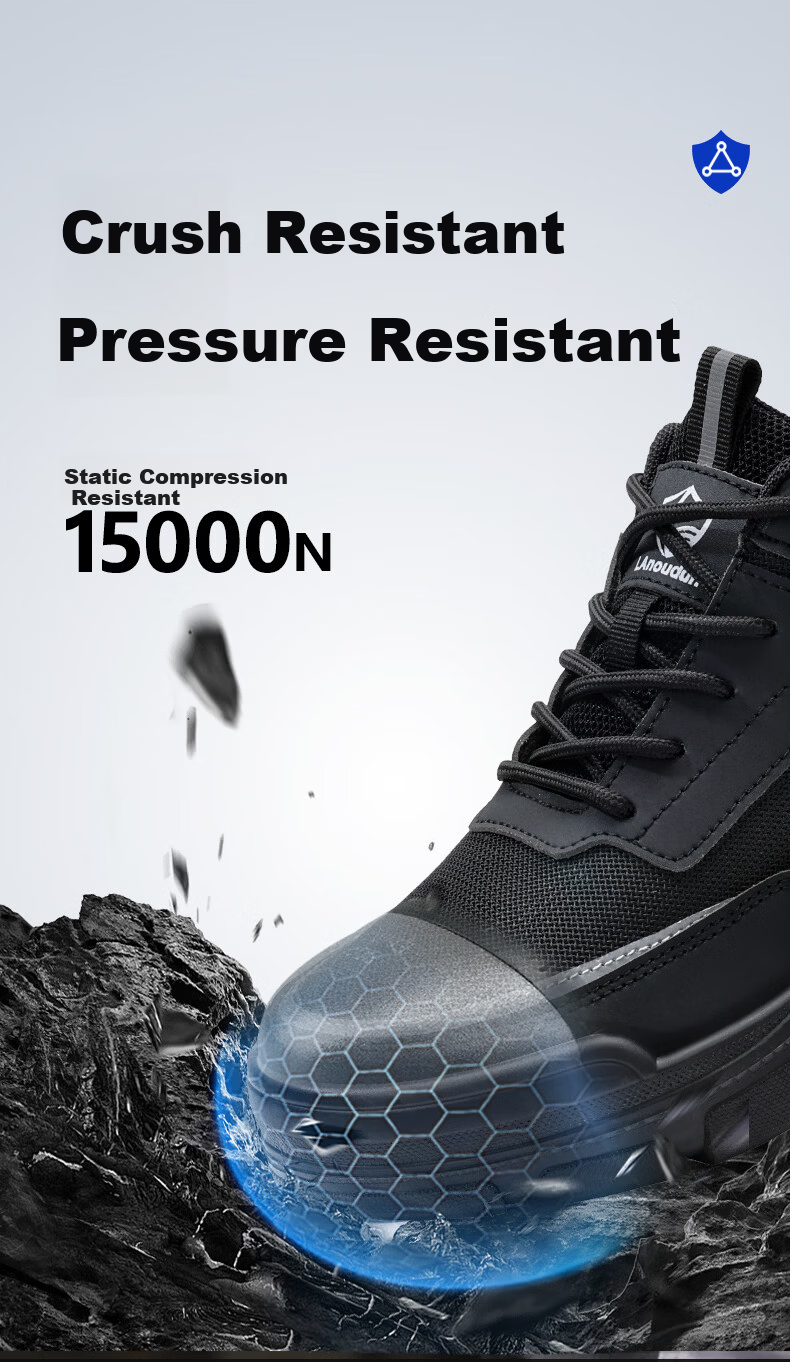 BlueOwl Shield Men's Summer Breathable Lightweight Comfortable Anti-Smash Anti-Puncture Steel Toe Safety Work Shoes DL216 Size 42 7