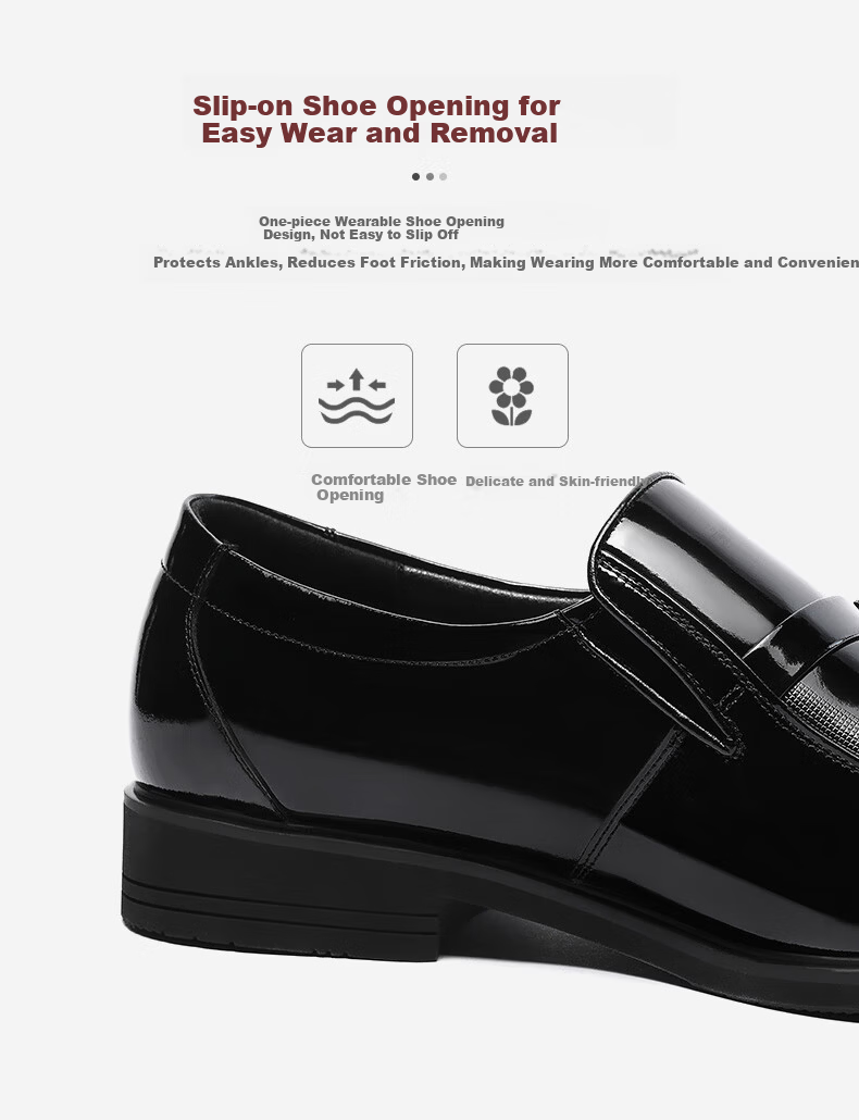 LAORENTOU Men's Leather Business Dress Shoes Spring Autumn Slip-On Patent Leather Daily Shoes 130361 Black Size 43 8