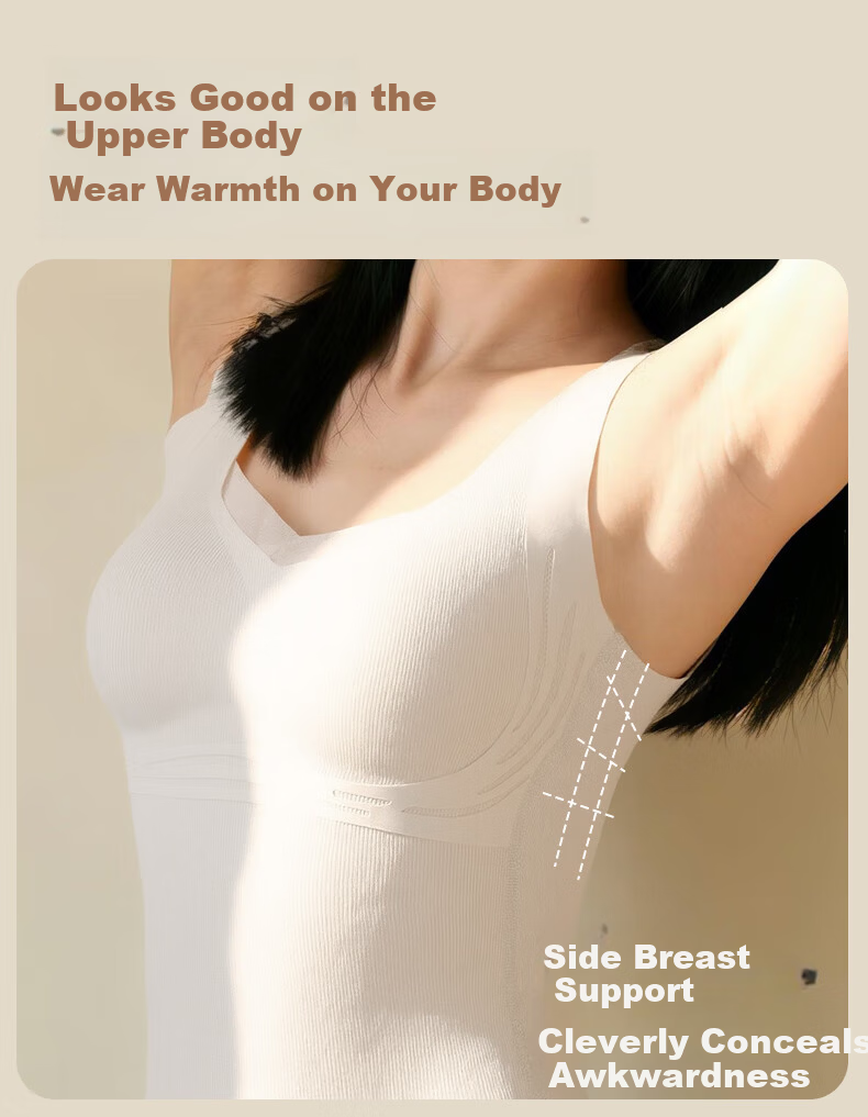 GUJIN Autumn Winter Warm Vest for Women with Built-in Chest Pad Wool Silk and German Velvet Underwear Bra-Free New Base Layer Shirt 10