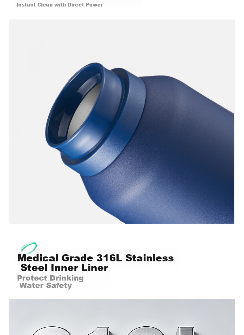 Skechers Qingyu Flash Insulated Water Bottle Student Portable Large Capacity Car Outdoor Deep Blue Summit 550mL 6