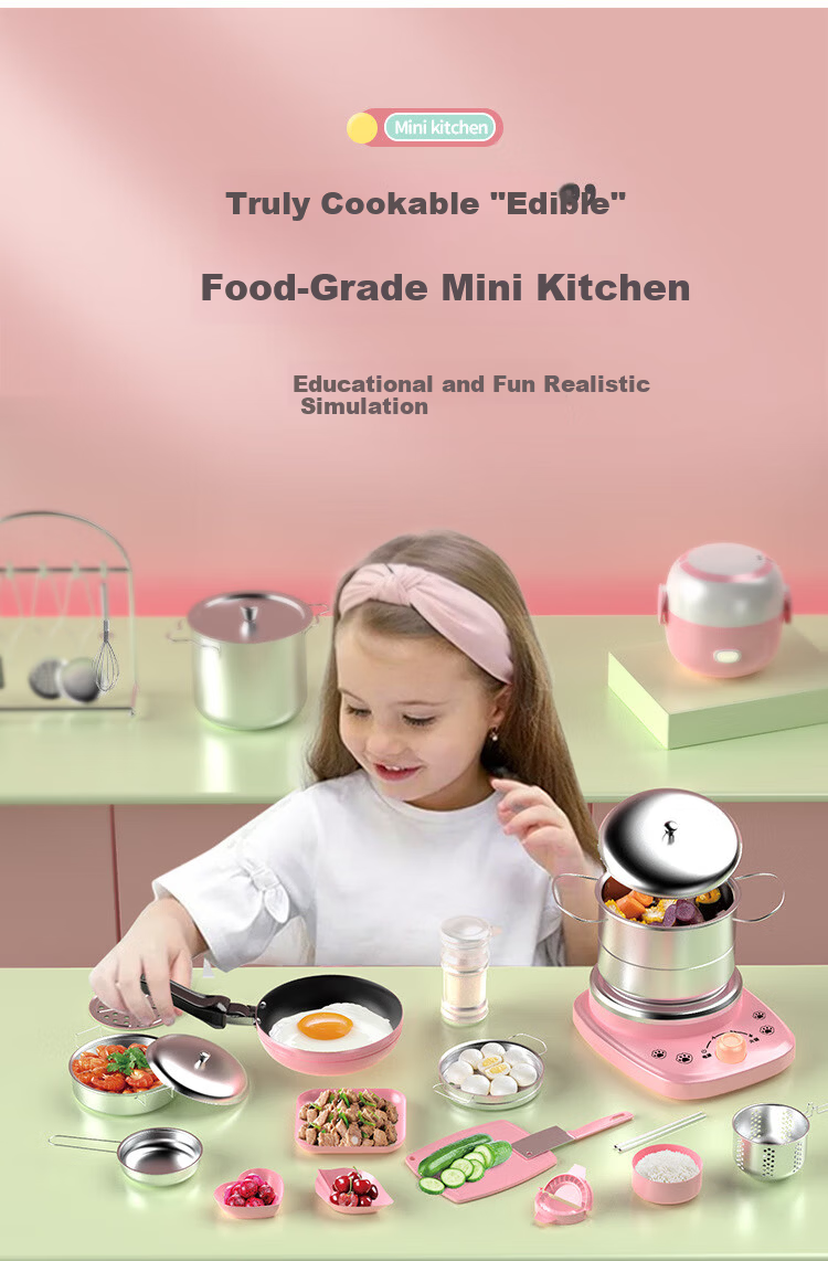 BULUQI Mini Kitchen Real Cooking Set Complete Cooking Toy for Girls Ages 7-14 Birthday Gift 4