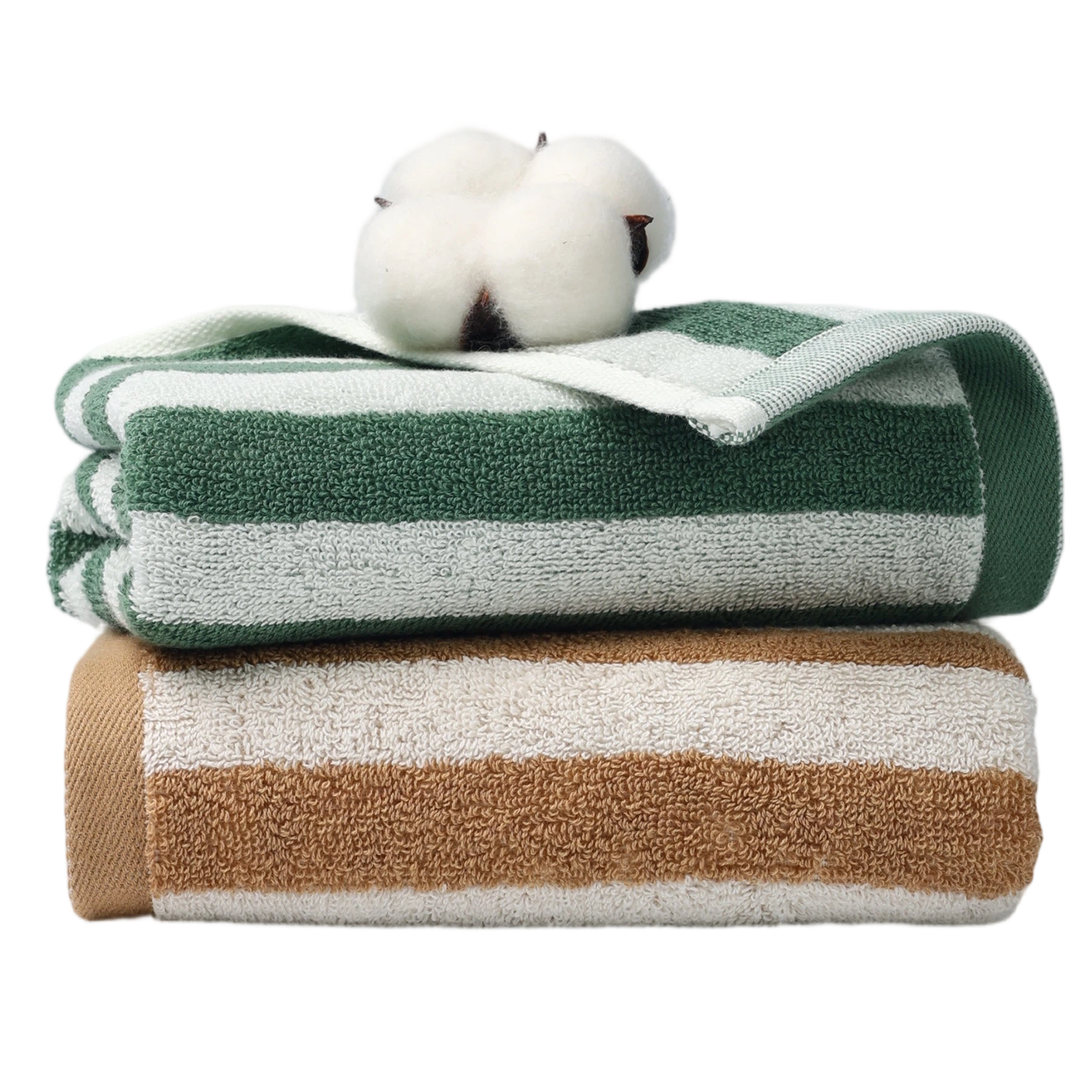 MINISO 100% Cotton Face Towel for Adults, Absorbent, Lint-Free, Bath Towel for Men and Women, Green Brown