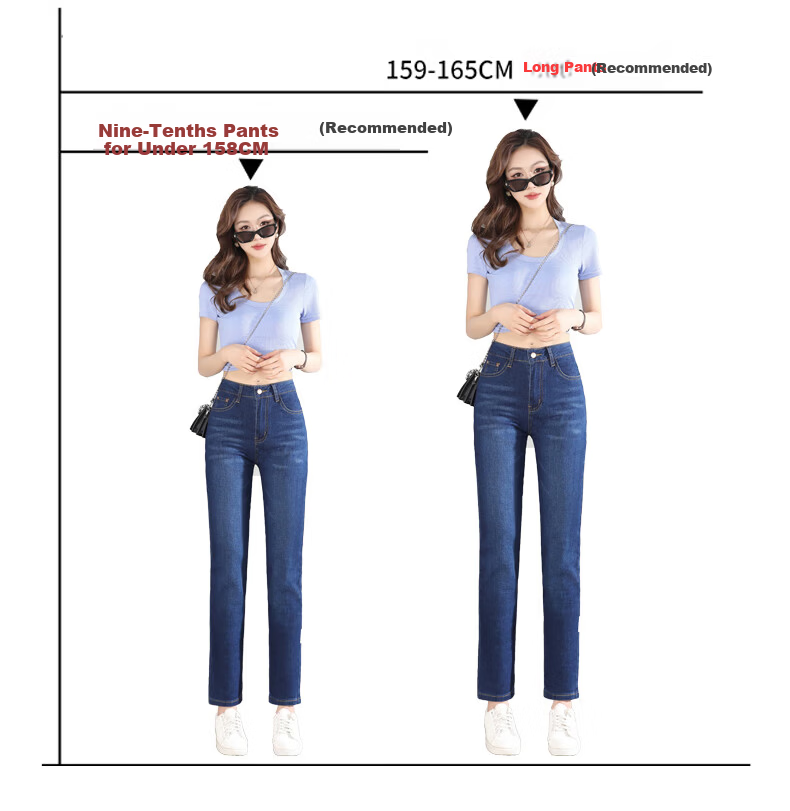 Pierre Cardin [High-Waisted Versatile] Women's Jeans, Summer Slimming Casual Trendy Fitted Straight-Leg Pants, Dark Blue, Size 33 4