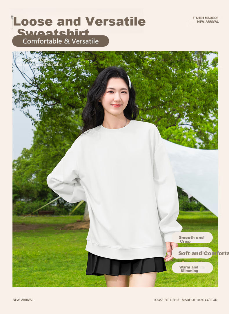 Baleno Fleece-Lined Crewneck Pullover Sweatshirt Women 2025 Autumn Winter New Solid Color Loose Warm Long Sleeve Top Without Hood 2