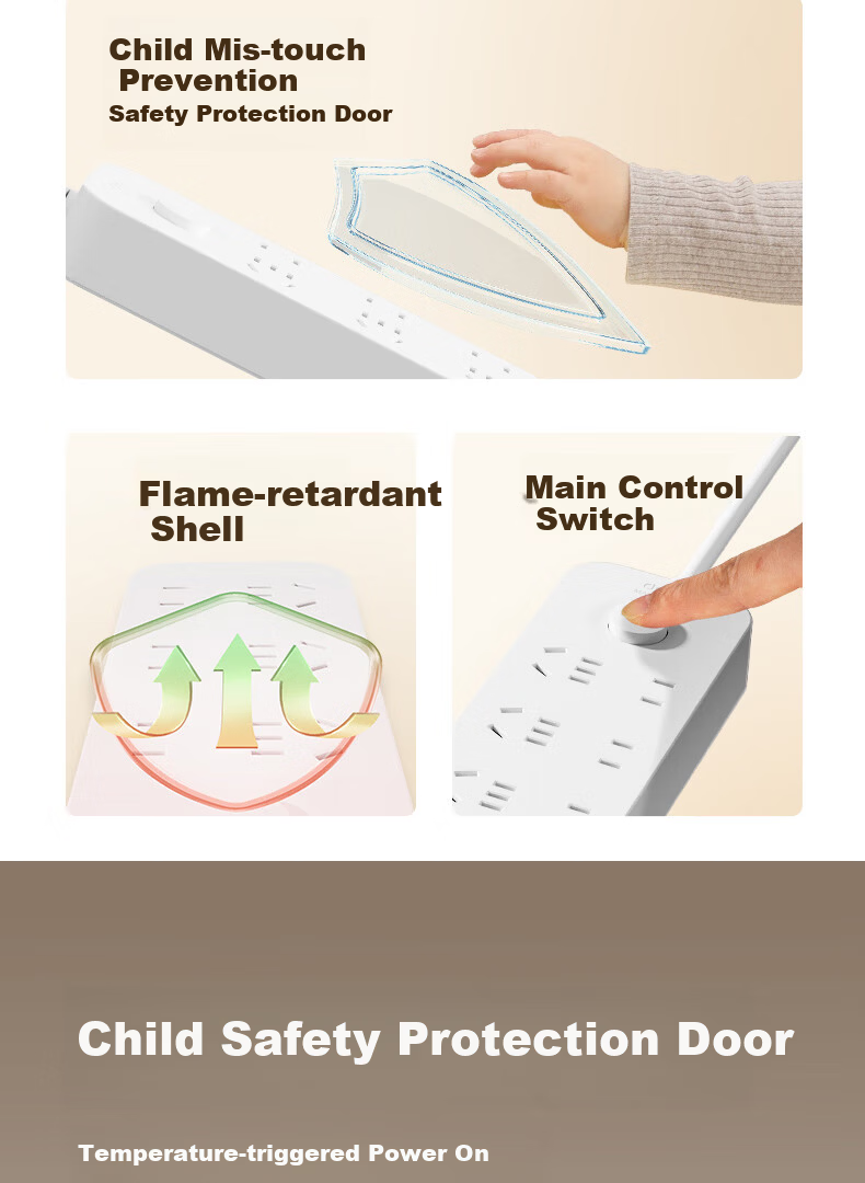 Deli 3C Certified National Standard Safety Power Strip Extension Cord with Master Switch 6 Outlets 3 Meters LU9057(03) 1