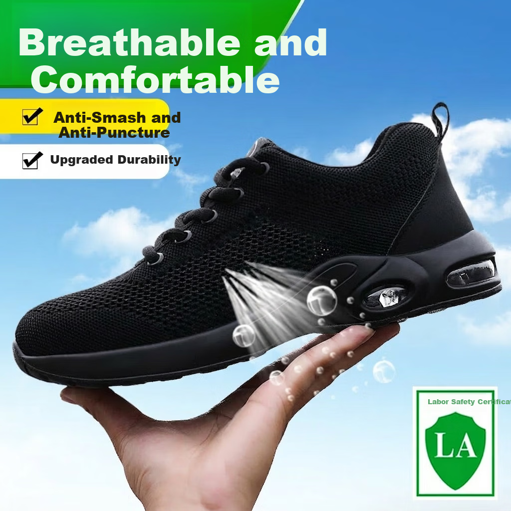 Jingtu Men's Summer Breathable Anti-Smash Steel Toe Anti-Puncture Soft Lightweight Durable Safety Shoes 2022-1 Size 44
