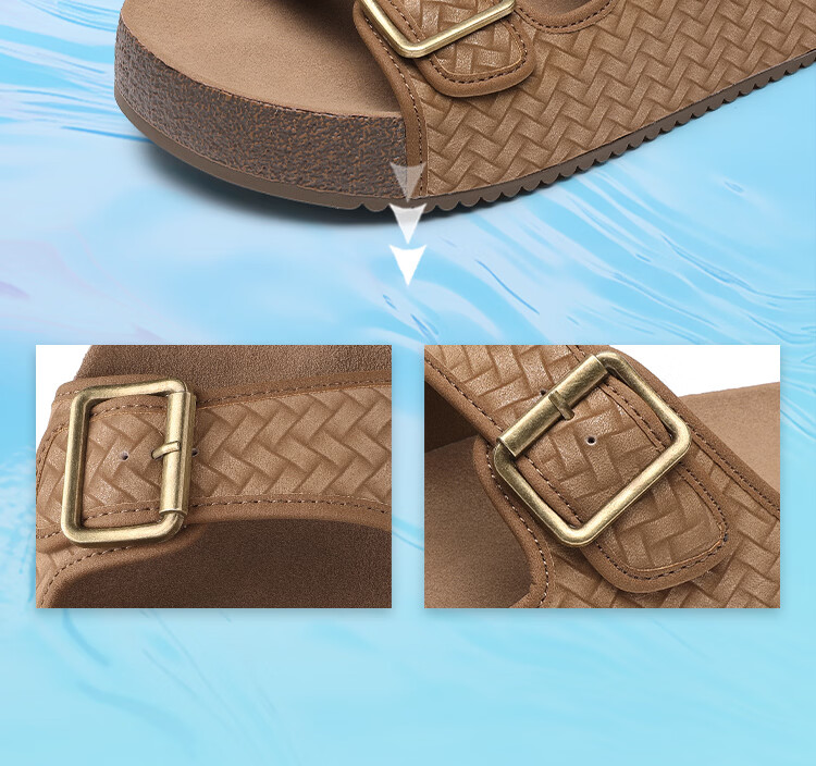 Goldlion Men's Shoes Summer 2026 New Woven Texture Lightweight Cushioning Durable Casual Slippers G597620152THF Tan Size 42 5