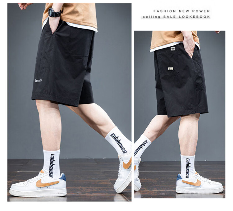 JEEP Men's Summer Ice Silk Thin Quick-Dry Loose Casual Sports Cargo Shorts Khaki 4XL 17