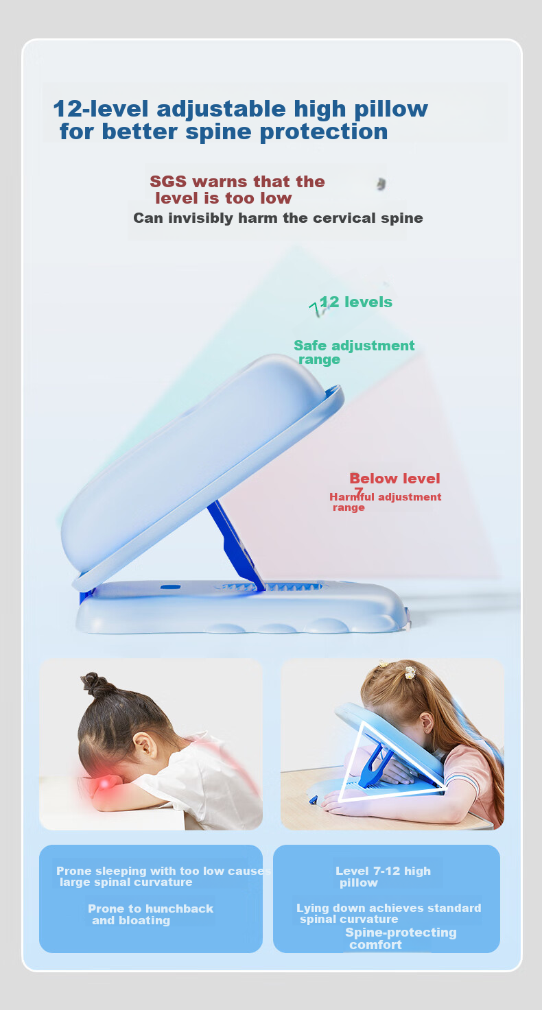 Maotaizi Nap Pillow, Primary School Student Prone Sleeping Pillow, Chest Protection Nap Pillow, Children's Sleeping Aid, Face-Down Pillow, Hugging Pillow, Nap at Desk 2