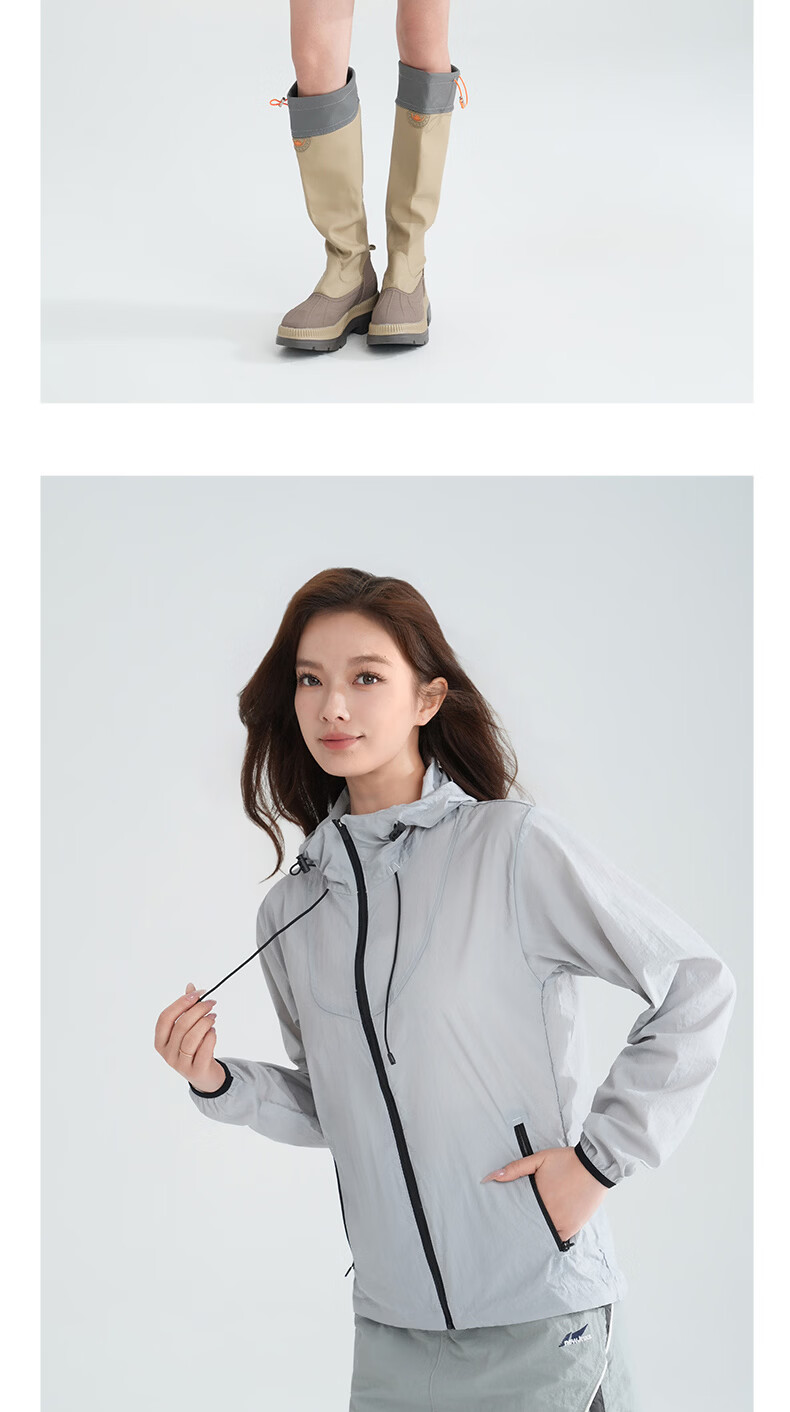 Langsha Women's Breathable Quick-Dry Outdoor Sun Protection Jacket Ice Silk Skin Jacket with Hood Glacier Gray S 14
