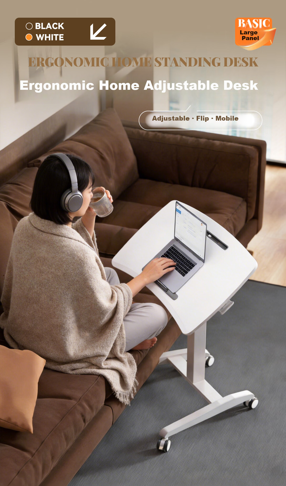 JOYSEEKER Portable Flip Adjustable Lazy Desk Study Writing Desk Bedside Computer Desk Workstation Sofa Side Table 1