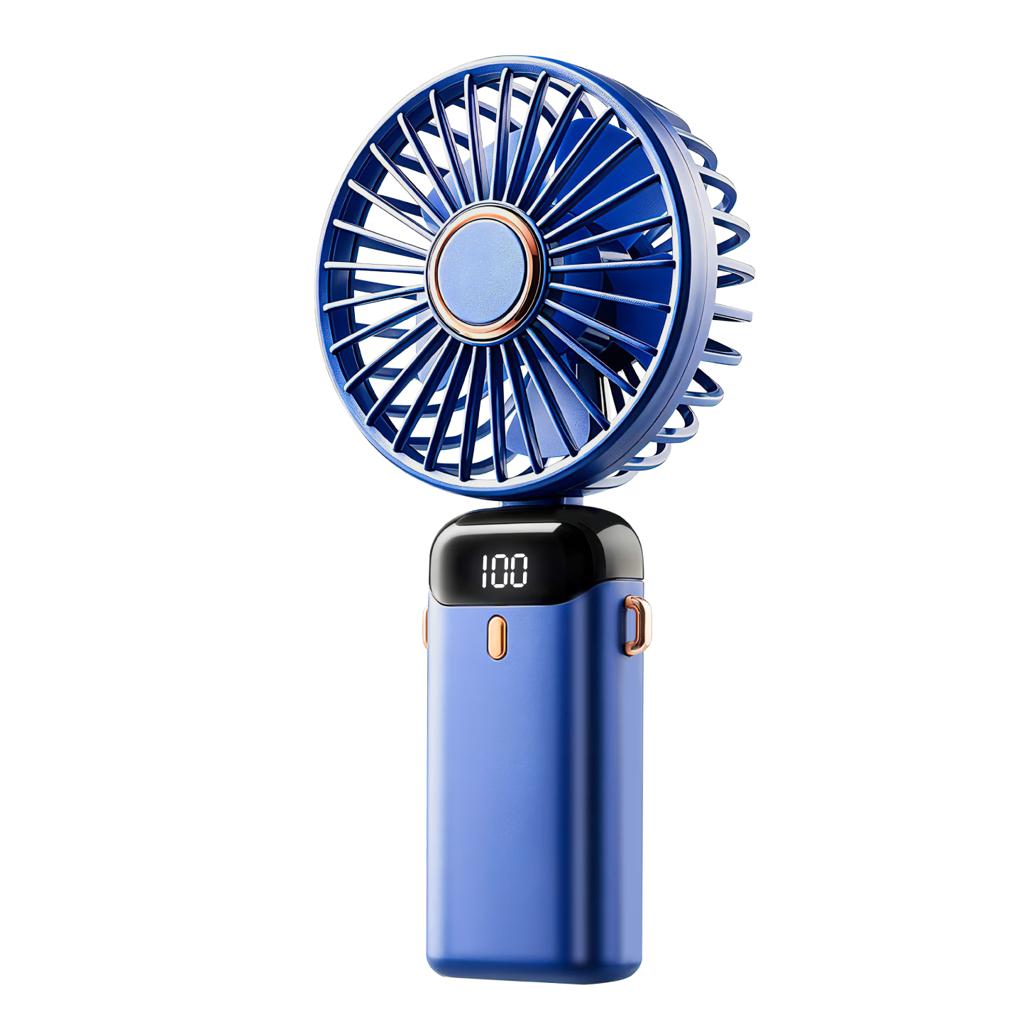 JONEVEE Handheld Mini Foldable USB Fan with Digital Display, Portable Desktop Stand, High Wind Power, Neck Hanging Outdoor Fan for Students, Dormitory, Office, Rechargeable Personal Fan