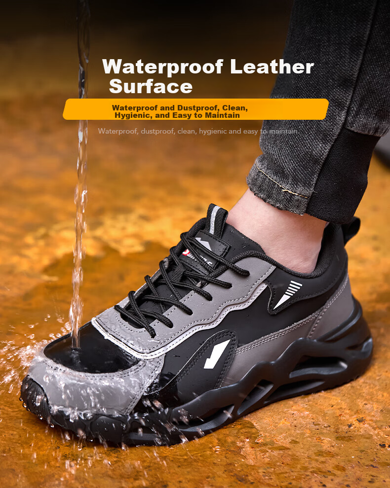 SONTAS Men's Summer Breathable Safety Shoes Steel Toe Anti-Smash Anti-Puncture Steel Plate Lightweight Work Construction Insulated Soft Sole Fleece Lined Warm Cold Resistant Size 39 8