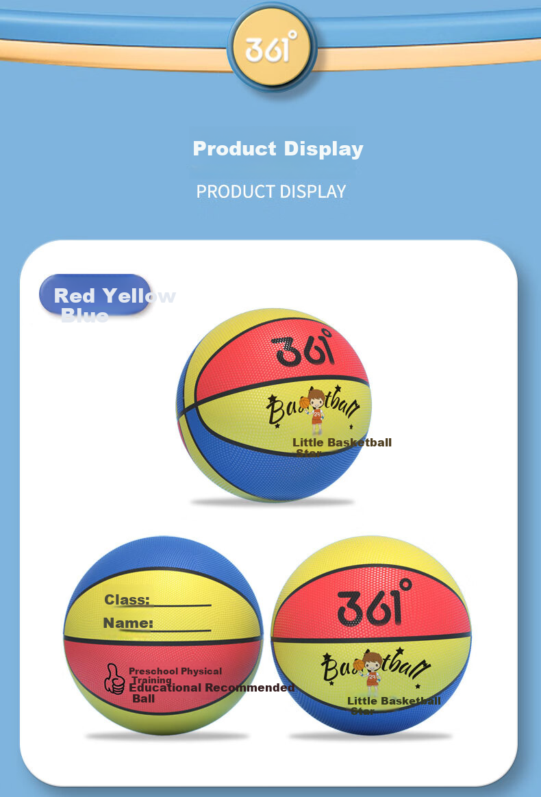 361° Children's Toy Basketball Size 5 for Kindergarten and Primary School, 3-6 Years Old Baby Soft Ball with Writable Name and Class Label 8