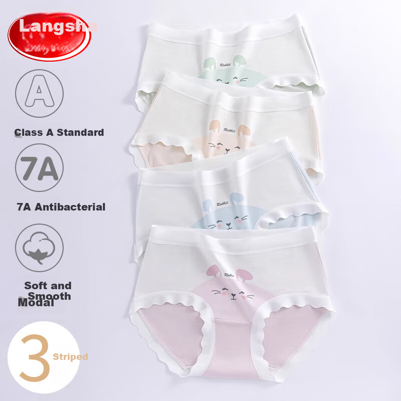 LangSha Kids Girls Modal Briefs Soft Antibacterial Breathable Seamless Underwear for Spring and Autumn