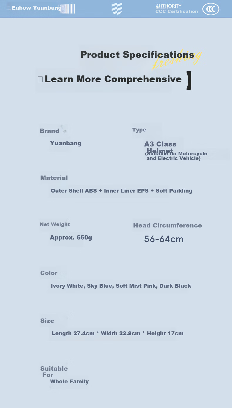 YUANBANG Helmet Electric Vehicle 3C Certified New National Standard Class A Electric Bike Half Helmet Unisex Summer Safety Cap All-Season Universal 14