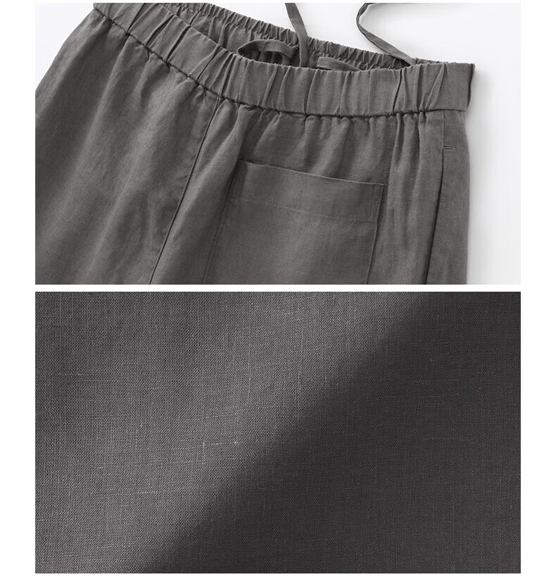 MUJI Washed Wide-Leg Hemp Pants M Charcoal Gray 10