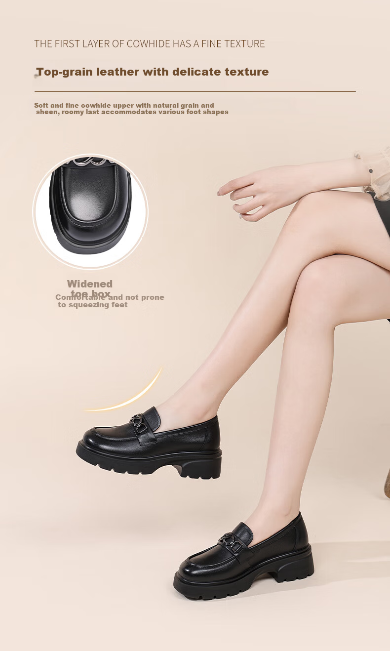 Hongqingting Women's Single Shoes, JK Leather Shoes, Japanese-Style Lolita Thick-Soled Heightening Loafers, WTB152711, Black, Size 38 3