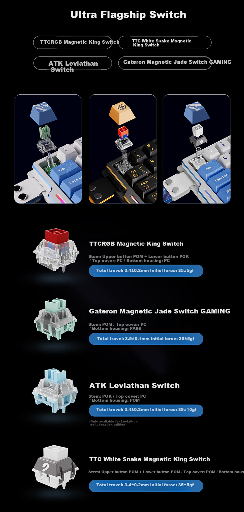 ATK LEV EDGE63 HE Leviathan Limited Edition Gaming Magnetic Switch Keyboard Customized for VALORANT, 64-Key Gaming Mechanical Keyboard Master Edition TTC Magnetic King Switch 9