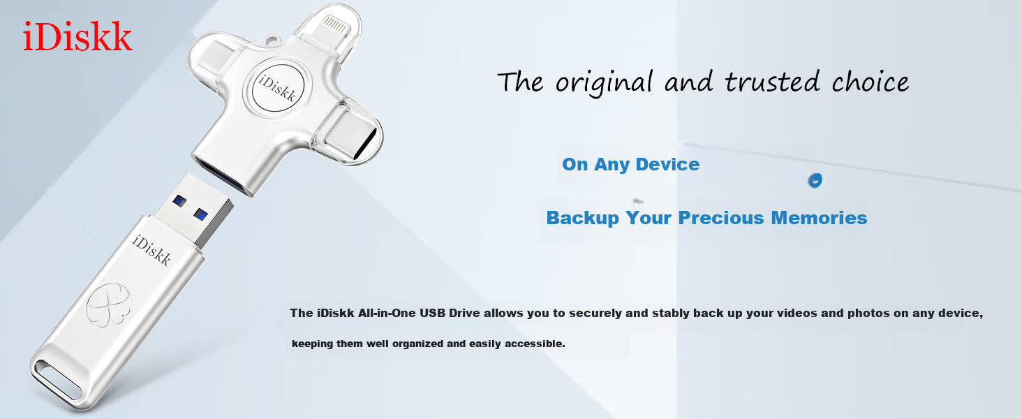 IDiskku USB 3.2 Gen1 High-Speed Metal Flash Drive 128GB Large Capacity for Students Compatible with Apple Huawei Lightning/Type-C Phones Photo Backup 9