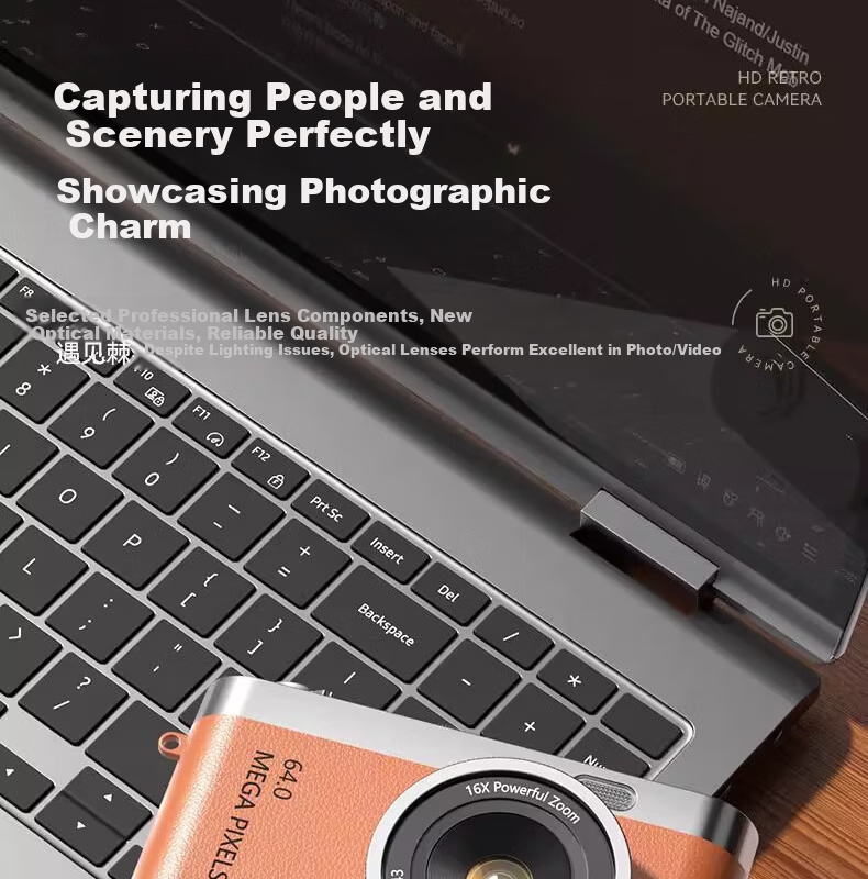 Black Cat Diary DK17 Digital Camera CCD Student Retro Campus Mini Camera Handheld Vlog Entry-Level Shooting Y03 Kids Card Instant Portable Photo Toy Gift Brown 64G 7