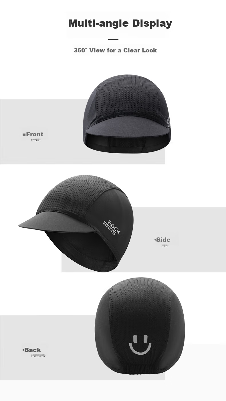 RockBros Cycling Cap COOLMAX Breathable Sun Protection Helmet Liner Head Cover Men Summer Black Yellow 11