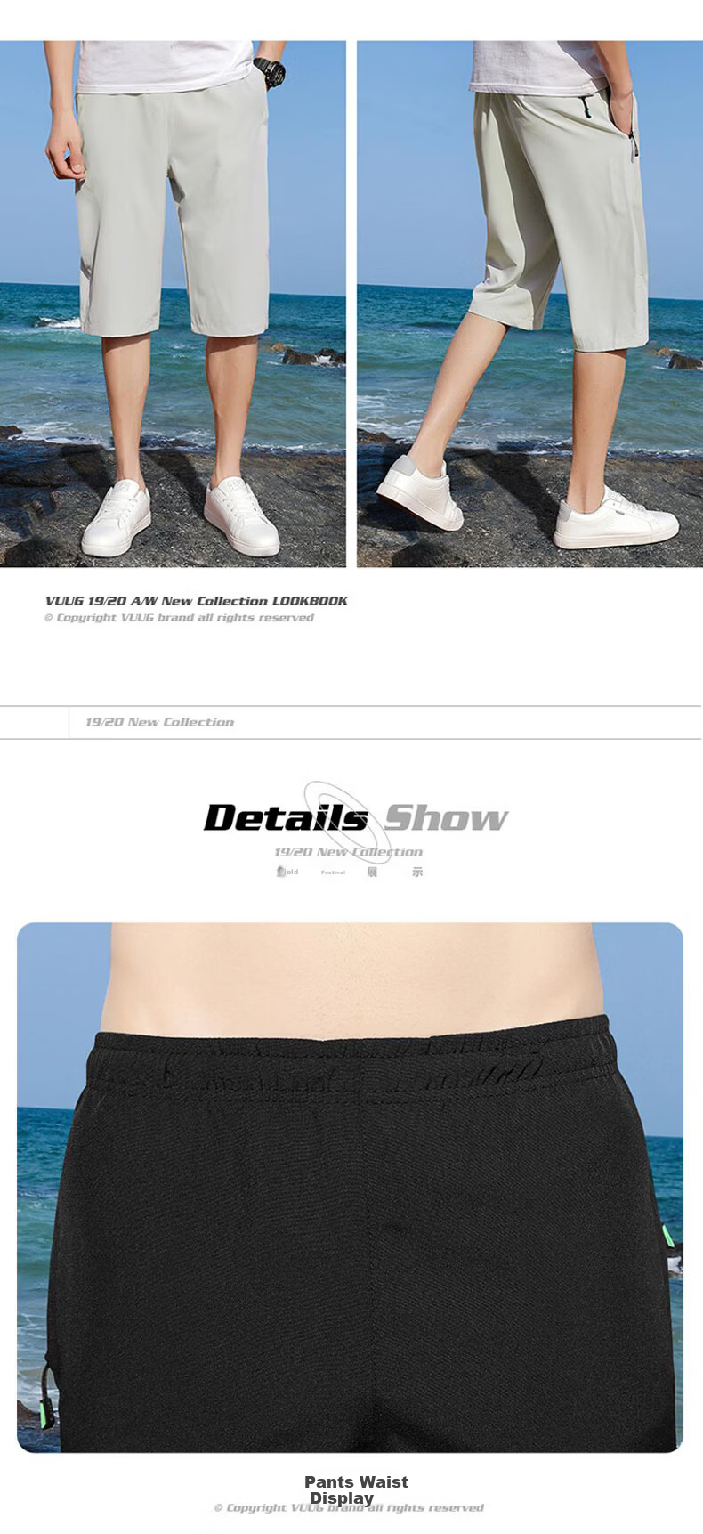 MULINSEN Men's Summer Casual Simple Straight-Leg Capri Shorts Black 2XL 15