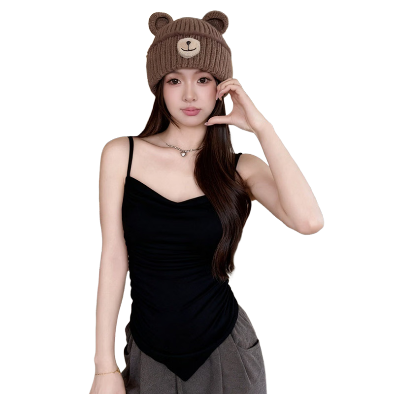 Modal Ruched Scoop Neck Padded Cami Top for Women Slim Waist Sexy Layered Outerwear