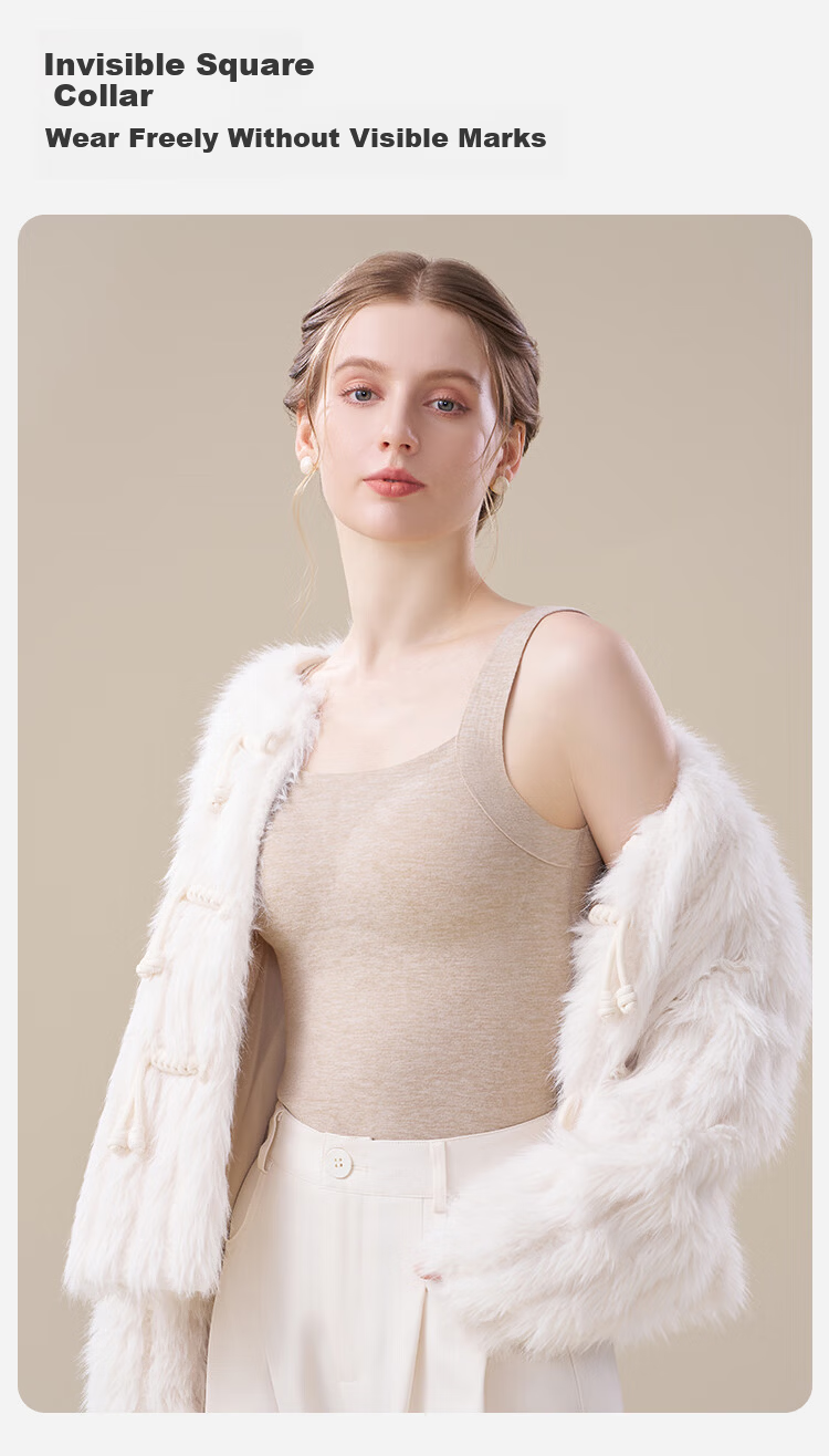 GUJIN Women's Thermal Vest Seamless Padded Innerwear Top Warm Underwear Coffee Color XL 7