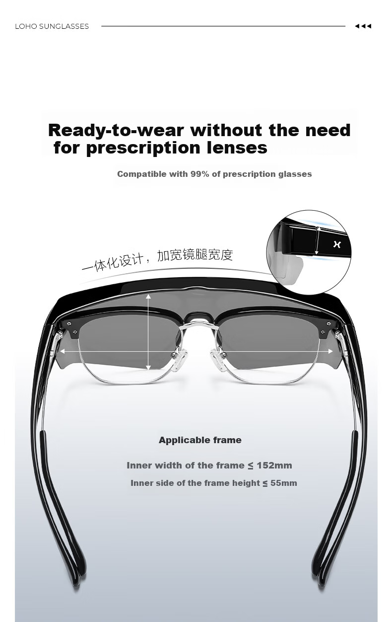 LOHO Prescription Cycling Sports Polarized Sunglasses Clip-On Photochromic UV Protection Sunglasses for Men and Women 4