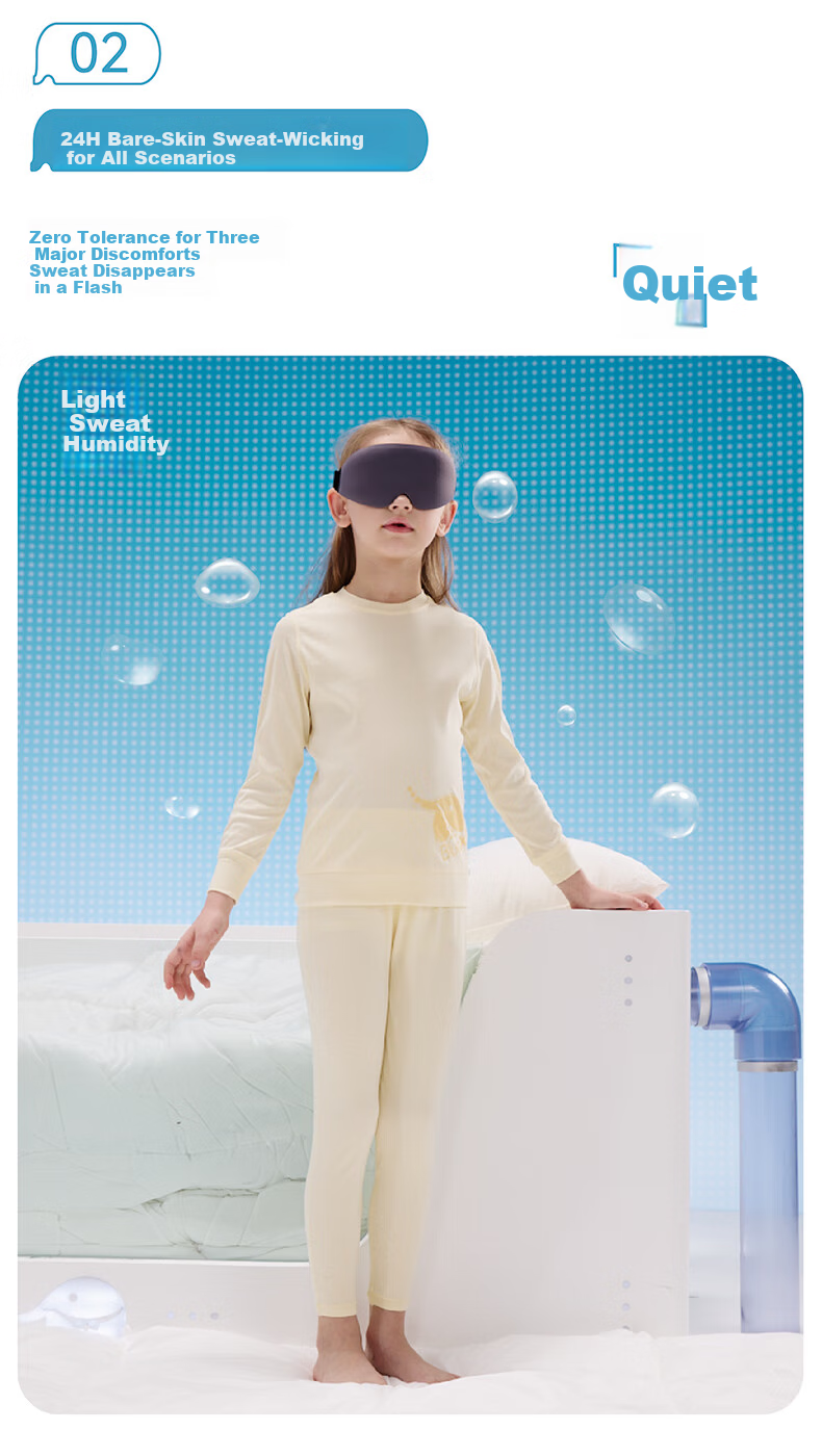 Hinos Bare Feeling 5th Generation Children's Homewear Set Thin Underwear Pajamas Moisture-Wicking Antibacterial Pink Core 160 9