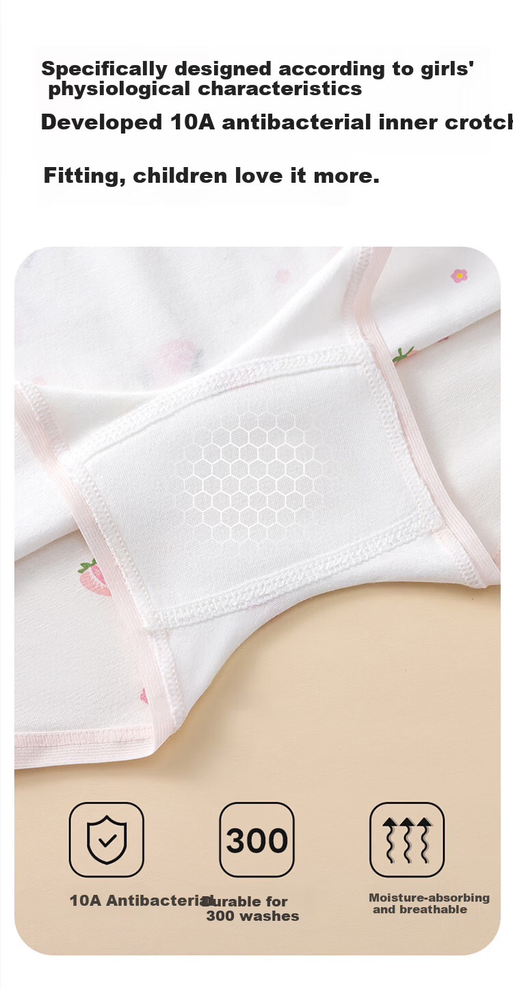 Hodo Girls' Comfortable Breathable Cotton Antibacterial Boxer Briefs for Children, 4-Pack 6