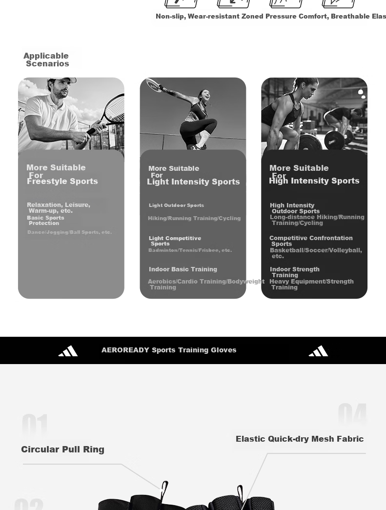 Adidas Fitness Gloves Unisex Sports Cycling Half Finger Training Pull-Up Weightlifting Anti-Slip Climbing Gloves 3