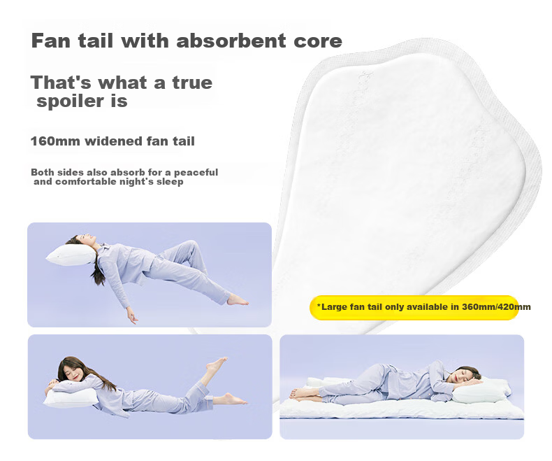 Beishute Ultra Absorbent Cotton Soft Instant Absorption Antibacterial Night Sanitary Pads 360mm 4pcs JD Self-operated Menstrual Pads Trial 12