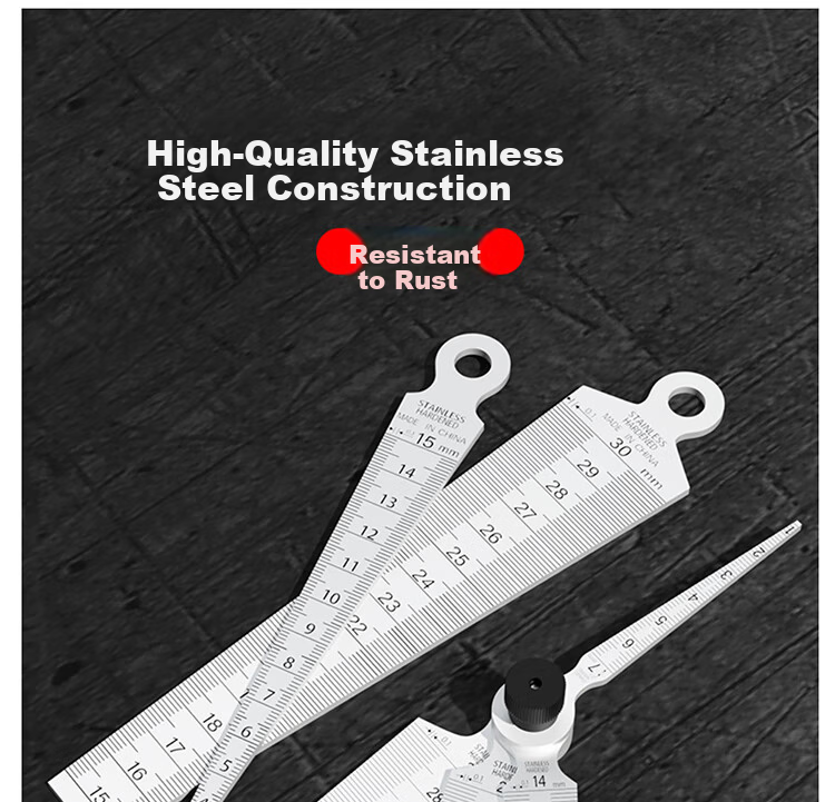 Mitz Stainless Steel Feeler Gauge Wedge Feeler Gauge Taper Gauge Hole Diameter Measuring Gauge 15-30mm 7