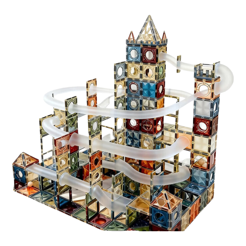 MAggic Seed Children's Magnetic Building Blocks Marble Run Nature Magnetic Tubes 156 Pieces New Year Gift