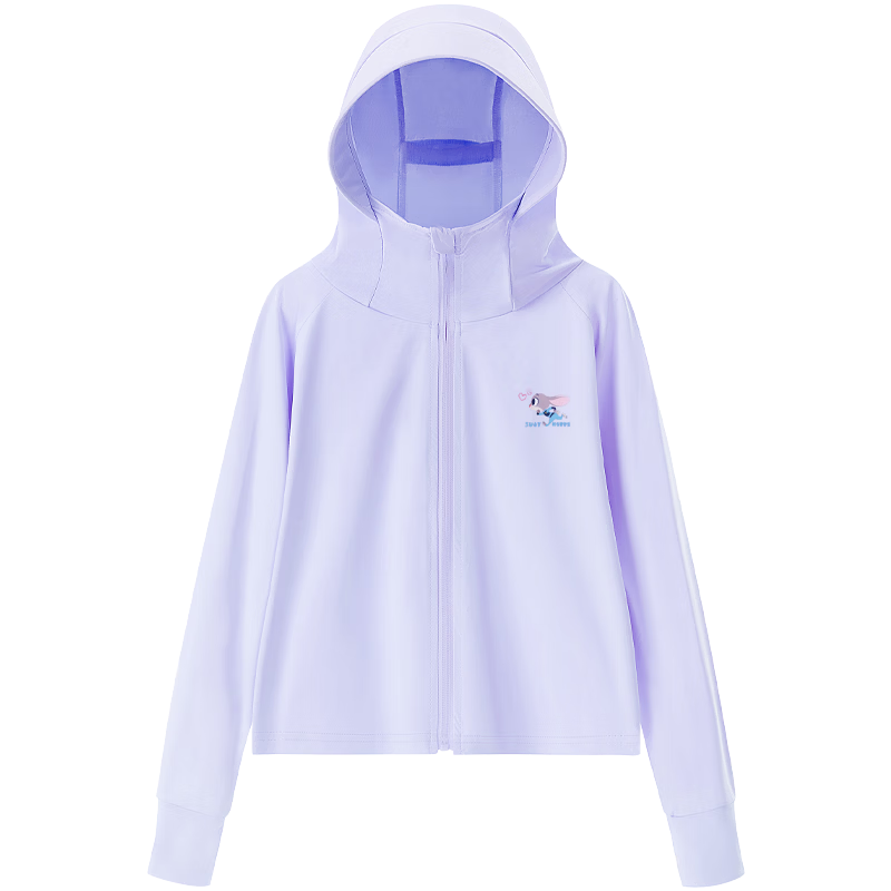 Disney Girls' Ice Silk Sun Protection Jacket Summer Hooded Lightweight Children's Sun Protection Clothing UPF50+ Lavender Purple Size 130